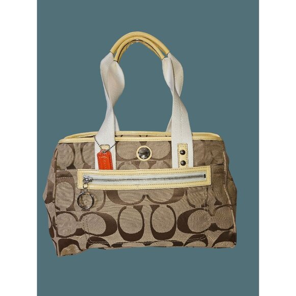 Coach Soho Daisy Signature Logo Tote Shoulder Bag Khaki Yellow - Picture 1 of 16